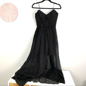 NWT Nicole Miller Size 0 Gorgeous Black Dress, Chiffon Overlay over Skirt